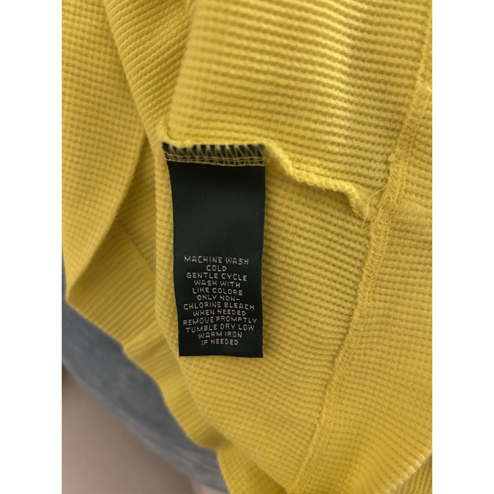 Vintage Lauren Ralph Lauren Active Yellow Waffle Thermal Hoodie Women's M - Picture 8 of 10